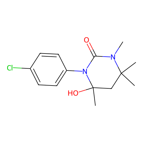 1-(4-chlorophenyl)-6-hydroxy-3,4,4,6-tetramethyltetrahydropyrimidin-2(1H)-one structure