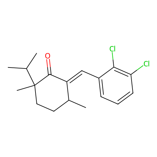 (6E)-6-(2,3-dichlorobenzylidene)-2,5-dimethyl-2-(propan-2-yl)cyclohexanone structure