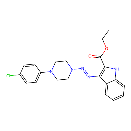 ethyl 3-{(E)-[4-(4-chlorophenyl)piperazin-1-yl]diazenyl}-1H-indole-2-carboxylate structure
