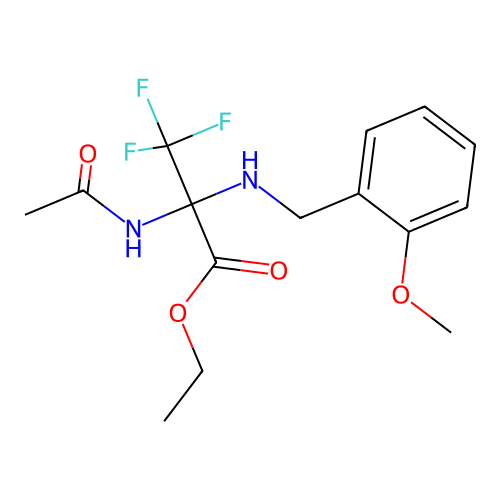 ethyl N-acetyl-3,3,3-trifluoro-2-[(2-methoxybenzyl)amino]alaninate structure