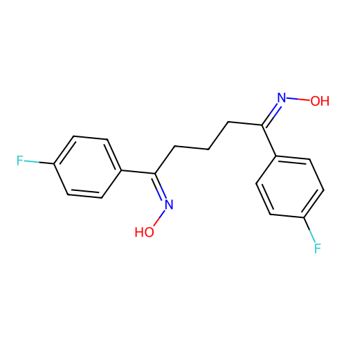 (NZ)-N-[(5Z)-1,5-bis(4-fluorophenyl)-5-hydroxyiminopentylidene]hydroxylamine structure