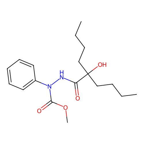 Methyl 2-(2-butyl-2-hydroxyhexanoyl)-1-phenylhydrazinecarboxylate structure