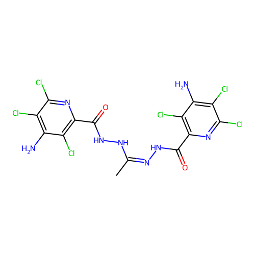 4-amino-N'-(1-(2-(4-amino-3,5,6-trichloropicolinoyl)hydrazinyl)ethylidene)-3,5,6-trichloropicolinohydrazide structure
