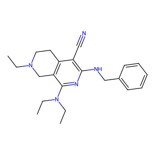 3-(benzylamino)-1-(diethylamino)-7-ethyl-5,6,7,8-tetrahydro-2,7-naphthyridine-4-carbonitrile structure