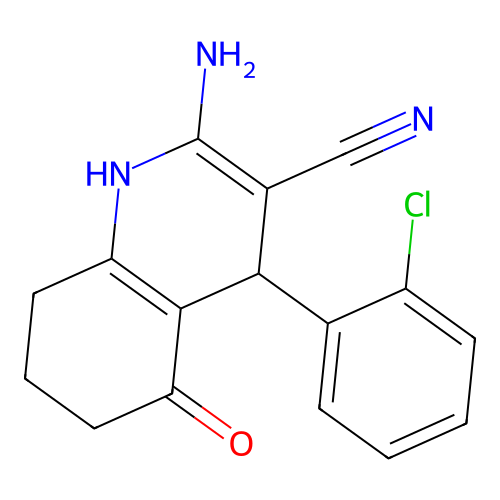 2-Amino-4-(2-chlorophenyl)-5-oxo-1,4,5,6,7,8-hexahydroquinoline-3-carbonitrile structure