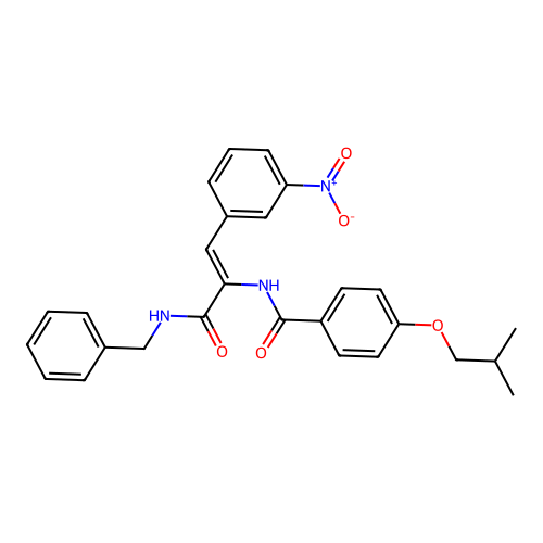 (Z)-N-(3-(benzylamino)-1-(3-nitrophenyl)-3-oxoprop-1-en-2-yl)-4-isobutoxybenzamide structure