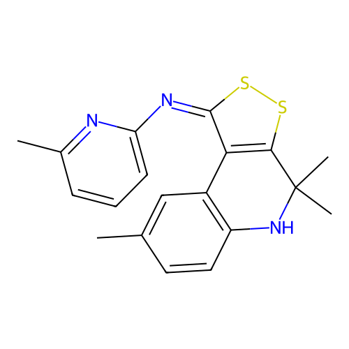 4,4,8-trimethyl-N-(6-methylpyridin-2-yl)-5H-dithiolo[3,4-c]quinolin-1-imine structure