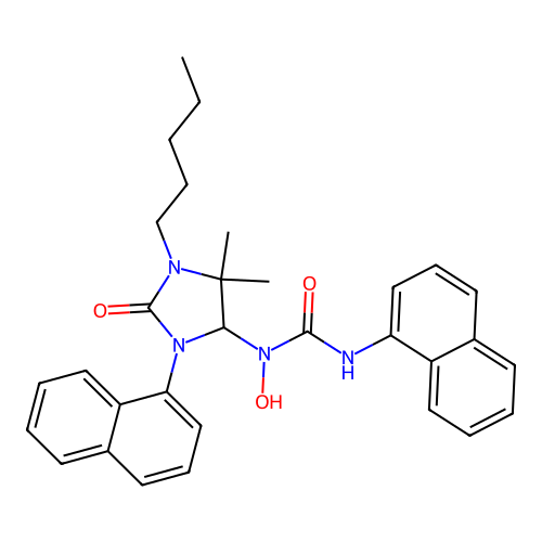 1-(5,5-dimethyl-3-(naphthalen-1-yl)-2-oxo-1-pentylimidazolidin-4-yl)-1-hydroxy-3-(naphthalen-1-yl)urea structure