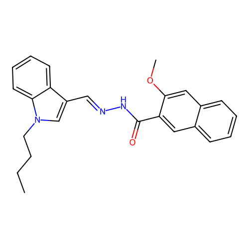 (E)-N'-((1-butyl-1H-indol-3-yl)methylene)-3-methoxy-2-naphthohydrazide structure
