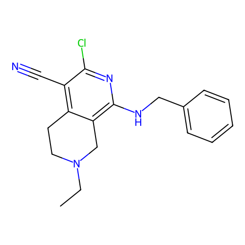 1-(benzylamino)-3-chloro-7-ethyl-5,6,7,8-tetrahydro-2,7-naphthyridine-4-carbonitrile structure