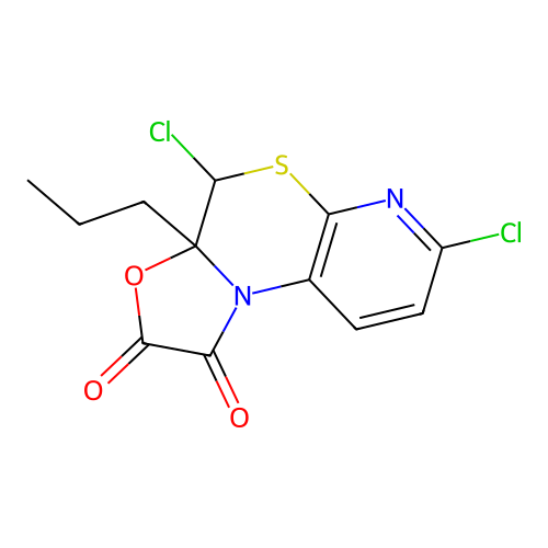 4,7-dichloro-3a-propyl-3a,4-dihydrooxazolo[3,2-d]pyrido[2,3-b][1,4]thiazine-1,2-dione structure