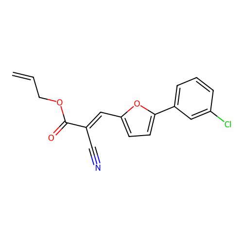 prop-2-en-1-yl (2E)-3-[5-(3-chlorophenyl)furan-2-yl]-2-cyanoprop-2-enoate structure