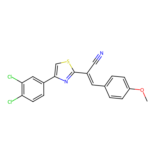 (2E)-2-[4-(3,4-dichlorophenyl)-1,3-thiazol-2-yl]-3-(4-methoxyphenyl)prop-2-enenitrile structure