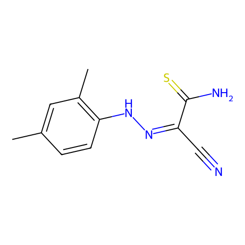 2-amino-N'-(2,4-dimethylphenyl)-2-thioxoacetohydrazonoyl cyanide structure