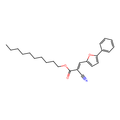 decyl (2E)-2-cyano-3-(5-phenylfuran-2-yl)prop-2-enoate structure