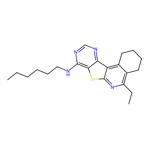 5-ethyl-N-hexyl-1,2,3,4-tetrahydropyrimido[4',5':4,5]thieno[2,3-c]isoquinolin-8-amine structure
