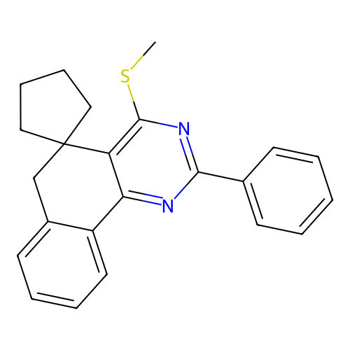 4-(methylsulfanyl)-2-phenyl-6H-spiro[benzo[h]quinazoline-5,1'-cyclopentane] structure