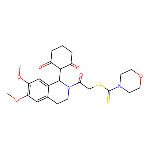 [2-[1-(2,6-dioxocyclohexyl)-6,7-dimethoxy-3,4-dihydro-1H-isoquinolin-2-yl]-2-oxoethyl] morpholine-4-carbodithioate structure