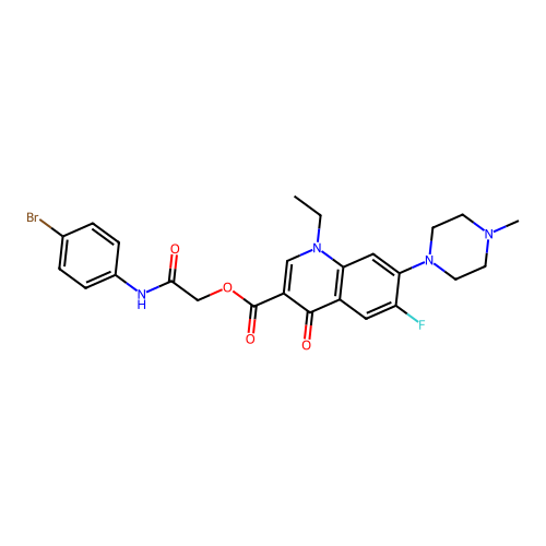 [2-(4-bromoanilino)-2-oxoethyl] 1-ethyl-6-fluoro-7-(4-methylpiperazin-1-yl)-4-oxoquinoline-3-carboxylate structure
