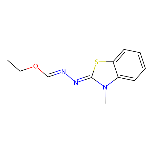 (1E,N'Z)-ethyl N'-(3-methylbenzo[d]thiazol-2(3H)-ylidene)formohydrazonate structure