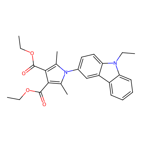 diethyl 1-(9-ethyl-9H-carbazol-3-yl)-2,5-dimethyl-1H-pyrrole-3,4-dicarboxylate structure