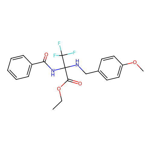 Ethyl 2-benzamido-3,3,3-trifluoro-2-(4-methoxybenzylamino)propionate structure