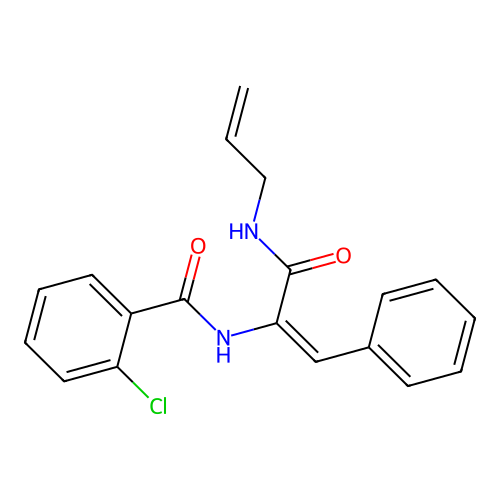 2-chloro-N-[(1E)-3-oxo-1-phenyl-3-(prop-2-en-1-ylamino)prop-1-en-2-yl]benzamide structure