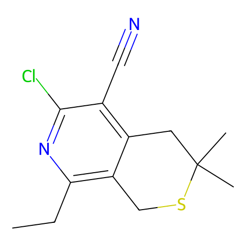 6-Chloro-8-ethyl-3,3-dimethyl-3,4-dihydro-1H-thiopyrano[3,4-c]pyridine-5-carbonitrile structure