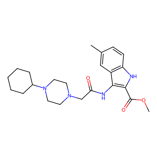 Methyl 3-[[2-(4-cyclohexylpiperazin-1-yl)acetyl]amino]-5-methyl-1H-indole-2-carboxylate structure