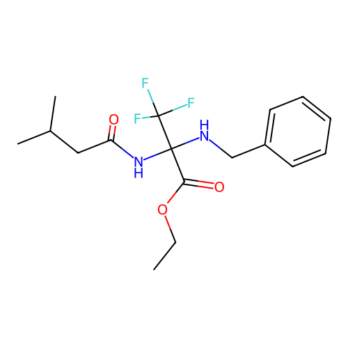 Ethyl 2-(benzylamino)-3,3,3-trifluoro-2-(3-methylbutanamido)propanoate structure