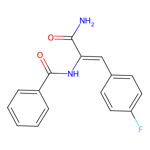 N-[(1Z)-3-amino-1-(4-fluorophenyl)-3-oxoprop-1-en-2-yl]benzamide structure