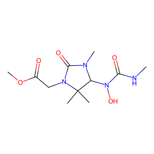 methyl 2-[4-[hydroxy(methylcarbamoyl)amino]-3,5,5-trimethyl-2-oxoimidazolidin-1-yl]acetate structure