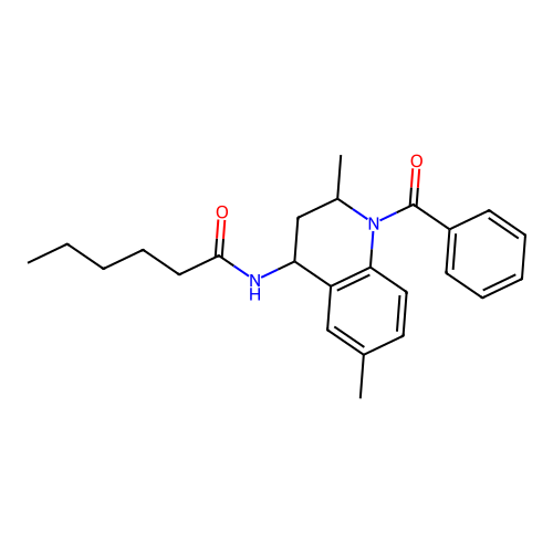 N-(1-benzoyl-2,6-dimethyl-1,2,3,4-tetrahydroquinolin-4-yl)hexanamide structure