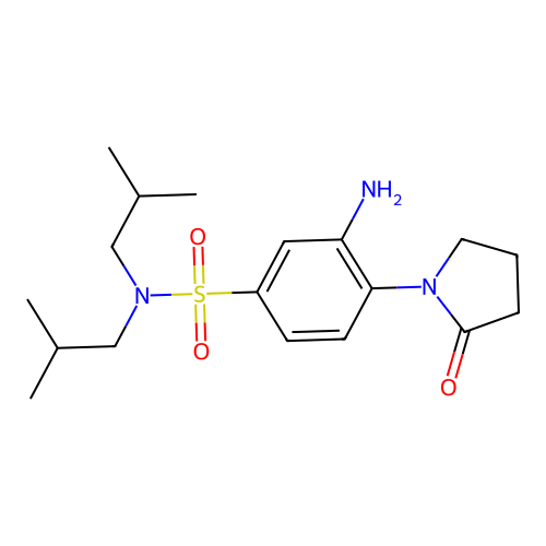 3-amino-N,N-bis(2-methylpropyl)-4-(2-oxopyrrolidin-1-yl)benzenesulfonamide structure