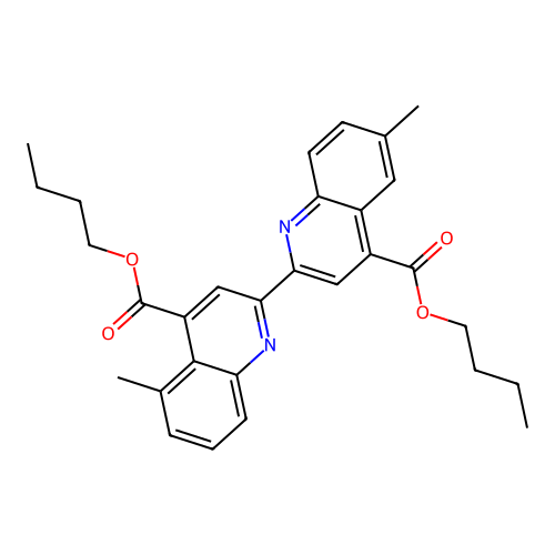 Dibutyl 5,6'-dimethyl-2,2'-biquinoline-4,4'-dicarboxylate structure