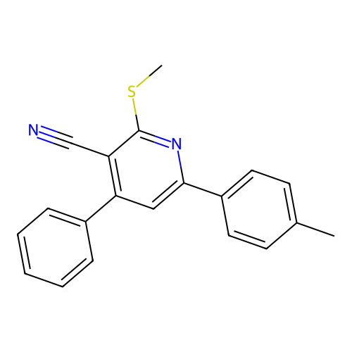 2-(Methylthio)-4-phenyl-6-(p-tolyl)nicotinonitrile structure