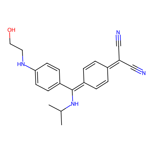 {4-[{4-[(2-hydroxyethyl)amino]phenyl}(propan-2-ylamino)methylidene]cyclohexa-2,5-dien-1-ylidene}propanedinitrile structure