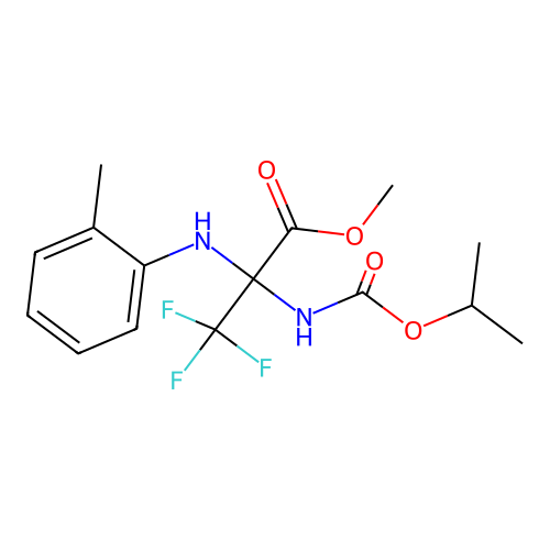 Methyl 3,3,3-trifluoro-2-((isopropoxycarbonyl)amino)-2-(o-tolylamino)propanoate structure