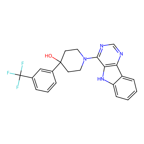 1-(5H-pyrimido[5,4-b]indol-4-yl)-4-[3-(trifluoromethyl)phenyl]piperidin-4-ol structure