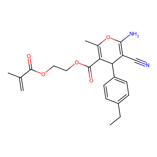 2-(methacryloyloxy)ethyl 6-amino-5-cyano-4-(4-ethylphenyl)-2-methyl-4H-pyran-3-carboxylate structure