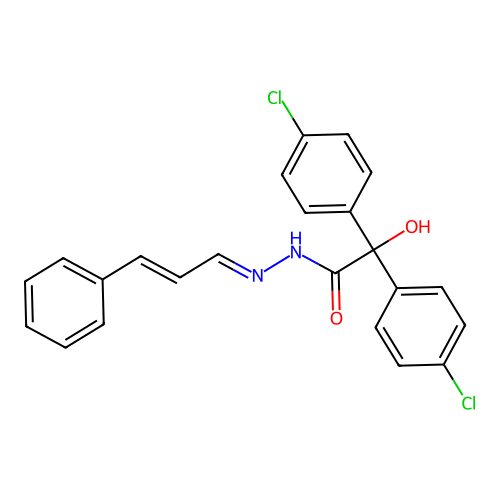 2,2-bis(4-chlorophenyl)-N-(cinnamylideneamino)-2-hydroxy-acetamide structure