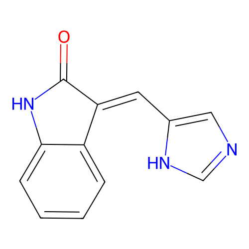 (3E)-3-(1H-imidazol-5-ylmethylidene)-1H-indol-2-one structure