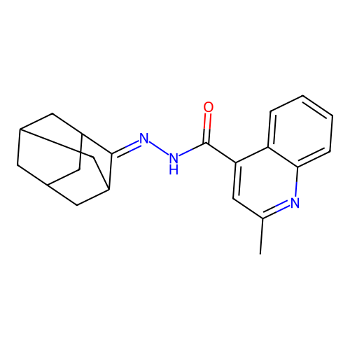 2-methyl-N'-tricyclo[3.3.1.1~3,7~]dec-2-ylidene-4-quinolinecarbohydrazide structure