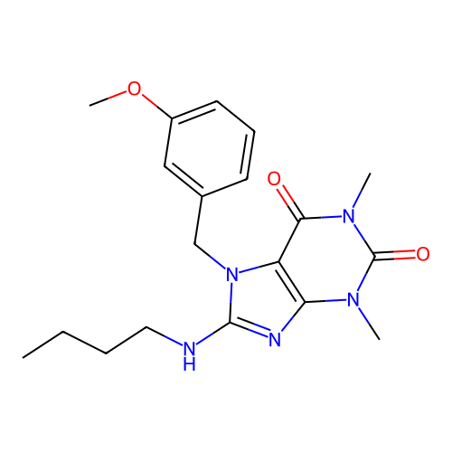 8-(butylamino)-7-(3-methoxybenzyl)-1,3-dimethyl-3,7-dihydro-1H-purine-2,6-dione structure
