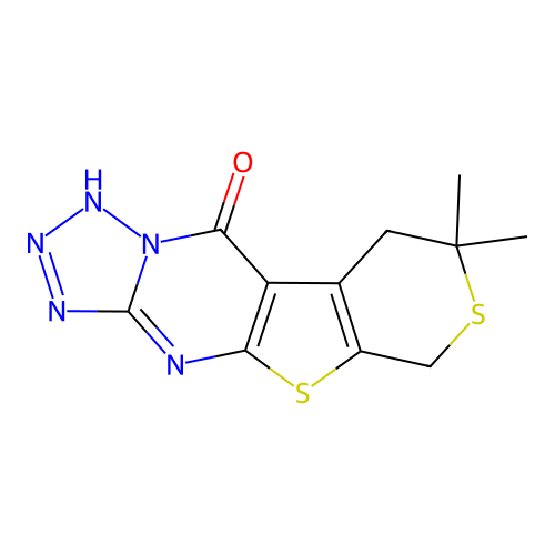 8,8-dimethyl-8,9-dihydro-3H-tetrazolo[1,5-a]thiopyrano[4',3':4,5]thieno[2,3-d]pyrimidin-10(6H)-one structure