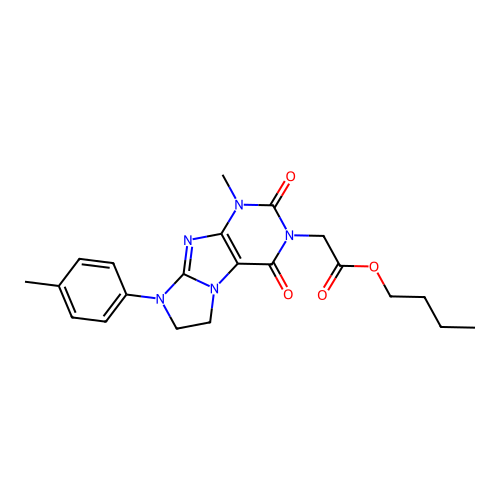 butyl 2-(1-methyl-2,4-dioxo-8-(p-tolyl)-7,8-dihydro-1H-imidazo[2,1-f]purin-3(2H,4H,6H)-yl)acetate structure