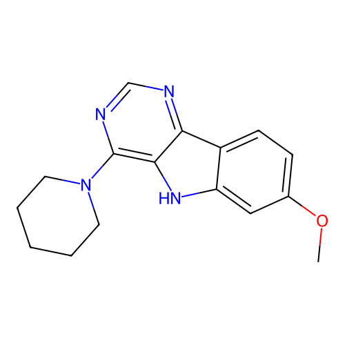 7-methoxy-4-(piperidin-1-yl)-5H-pyrimido[5,4-b]indole structure