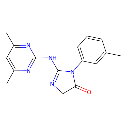 2-(4,6-Dimethyl-pyrimidin-2-ylamino)-3-m-tolyl-3,5-dihydro-imidazol-4-one structure
