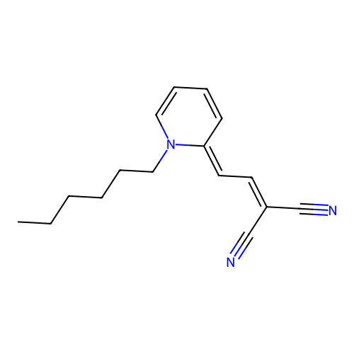 2-[(2E)-2-(1-hexyl-2(1H)-pyridinylidene)ethylidene]malononitrile structure