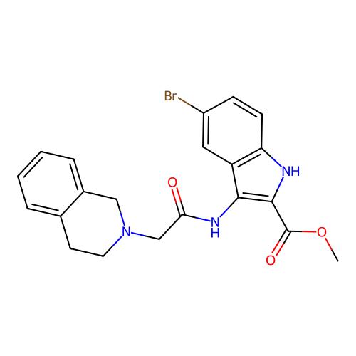 Methyl 5-bromo-3-[[2-(3,4-dihydro-1H-isoquinolin-2-yl)acetyl]amino]-1H-indole-2-carboxylate structure